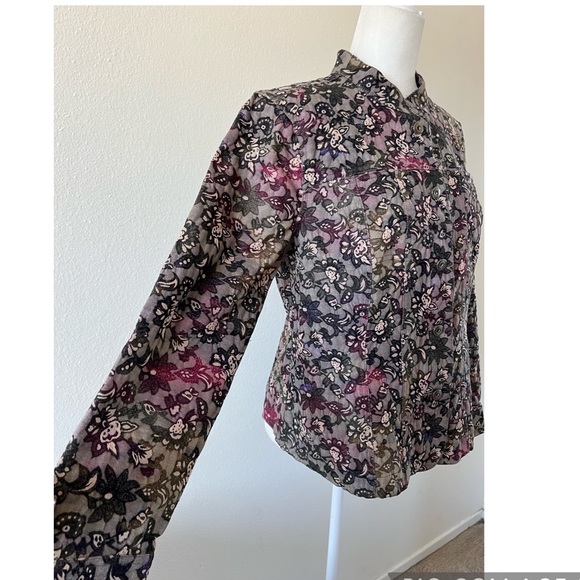 Womens Christopher & Banks Floral Jacket Size Large Button Down Pockets - Picture 4 of 11